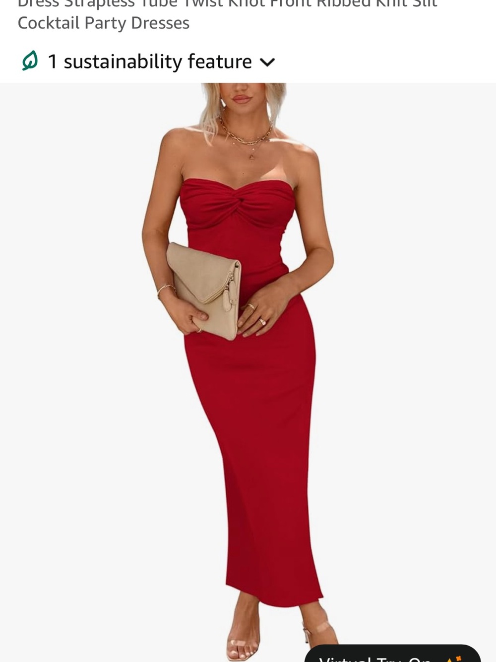 Red Strapless Twist-Front Maxi Dress